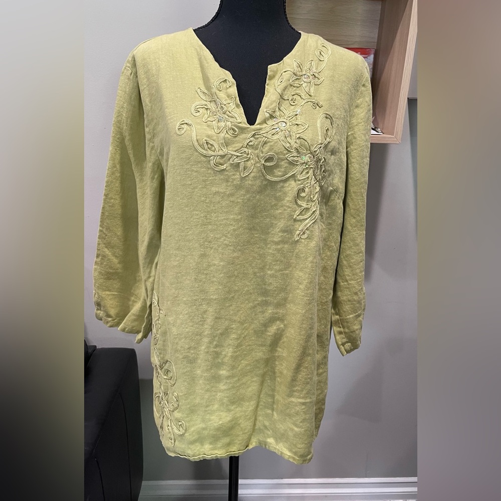 JM Collection 100% Linen Blouse